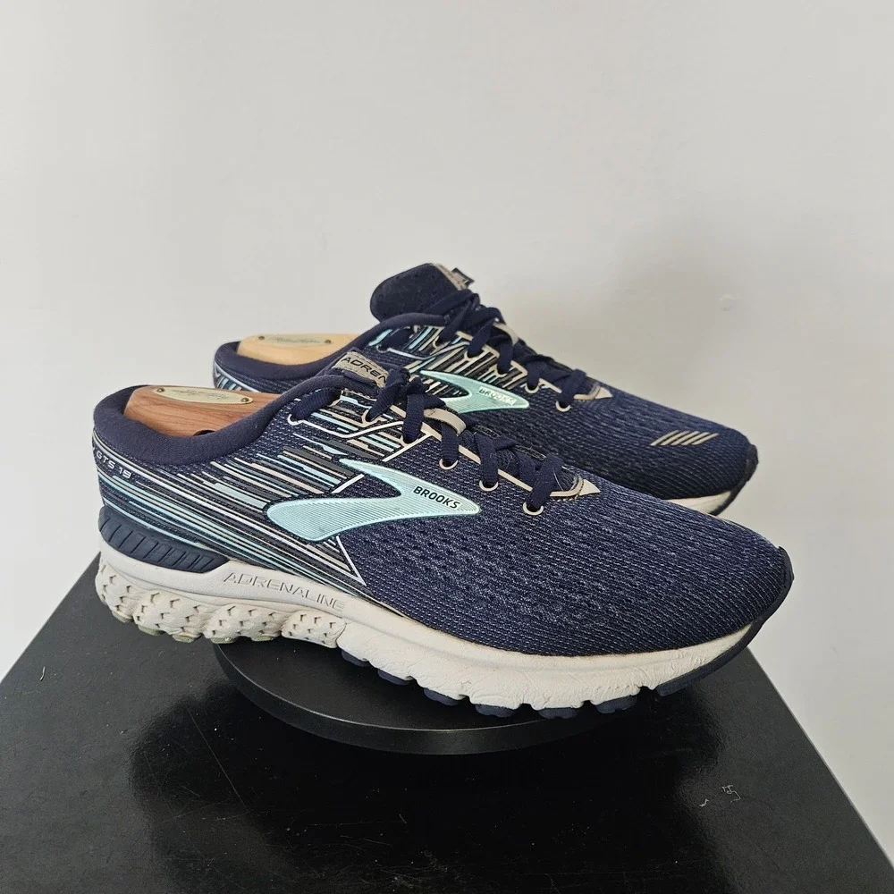 Brooks Adrenaline GTS 19 Running Shoes Womens 8.5 D Wide Blue Sneakers